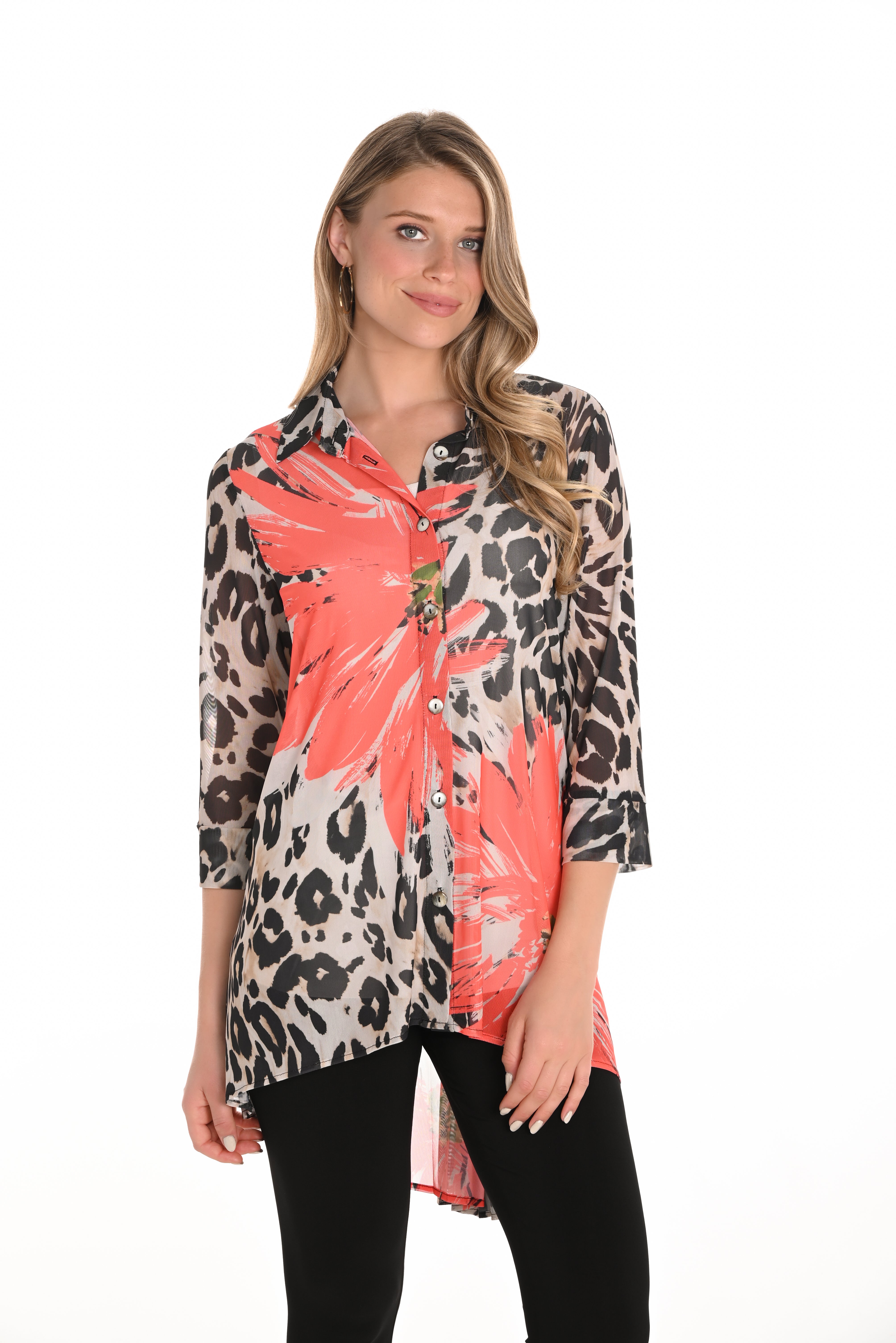 Frank Lyman Double Layer Frill Sleeve Blouse Hot Pink 221260 main image 1