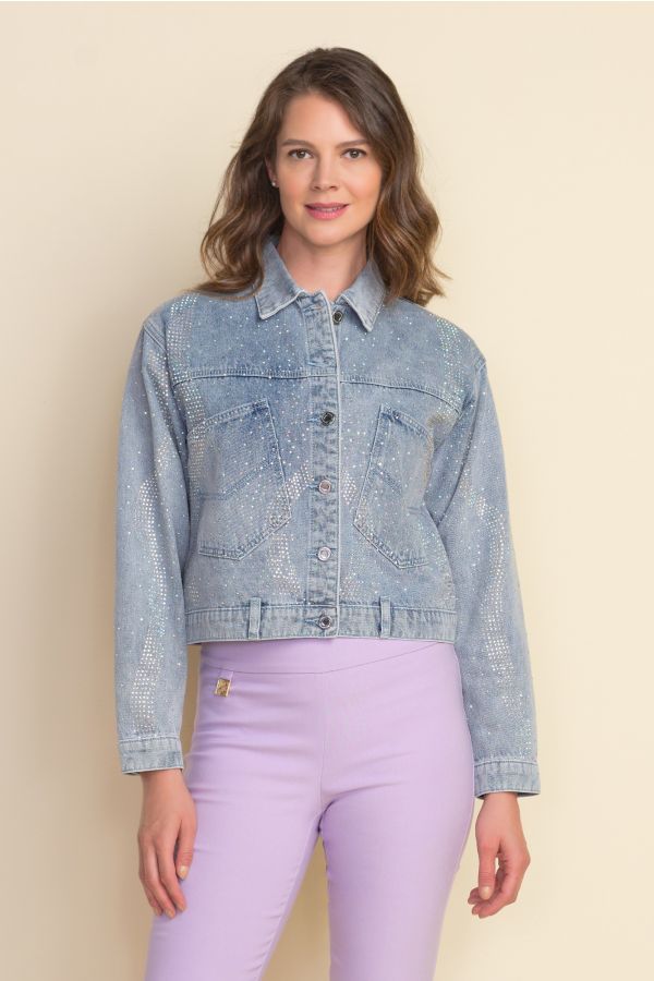 Diamante denim shop jacket topshop