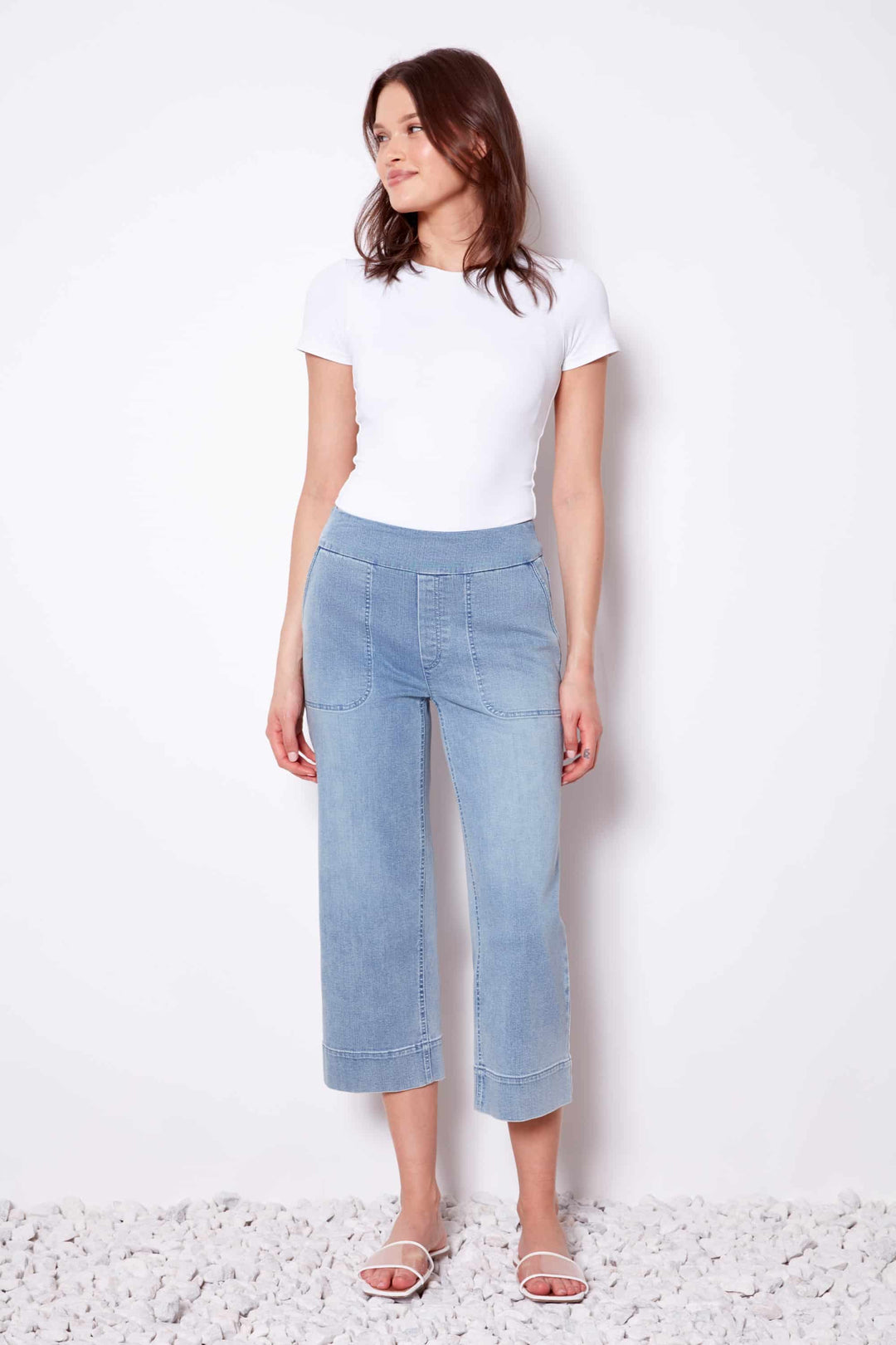 UP! denim cropped wide-leg pant 68294 at TYH Boutique