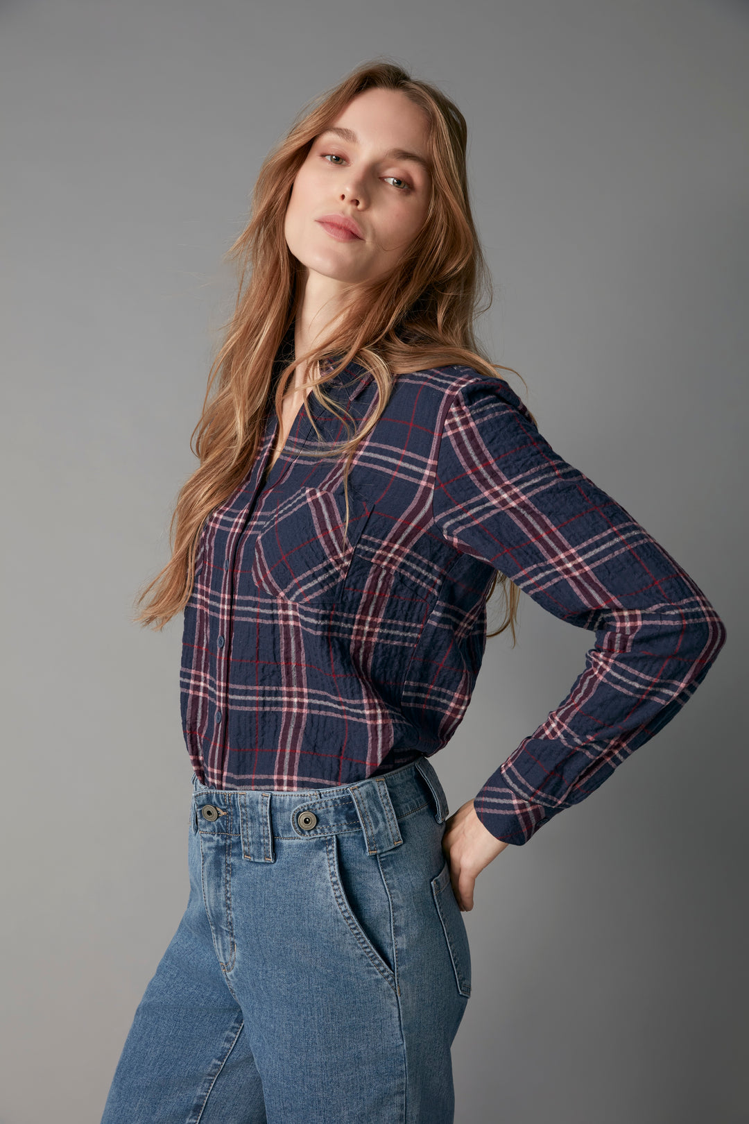 Long Sleeve shirt with "V" Shaped Placket