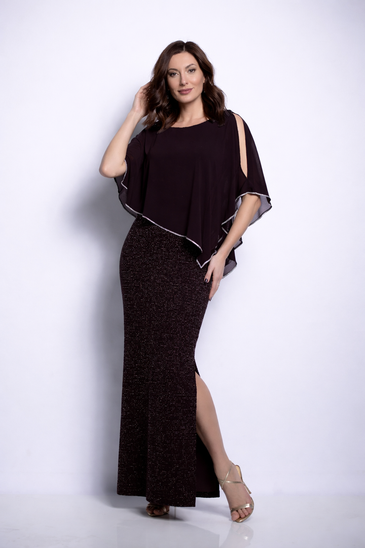 Rhinestone Trim Chiffon Overlay Gown Style 179257
