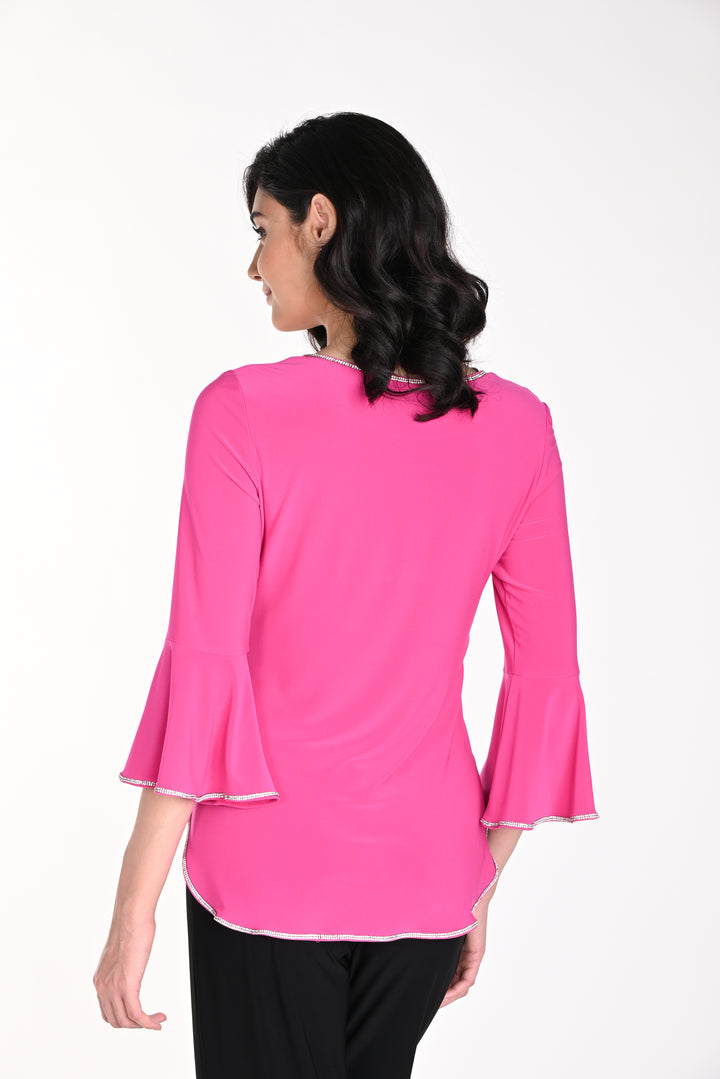 Diamante Trim Bell Sleeve Top Style 198008