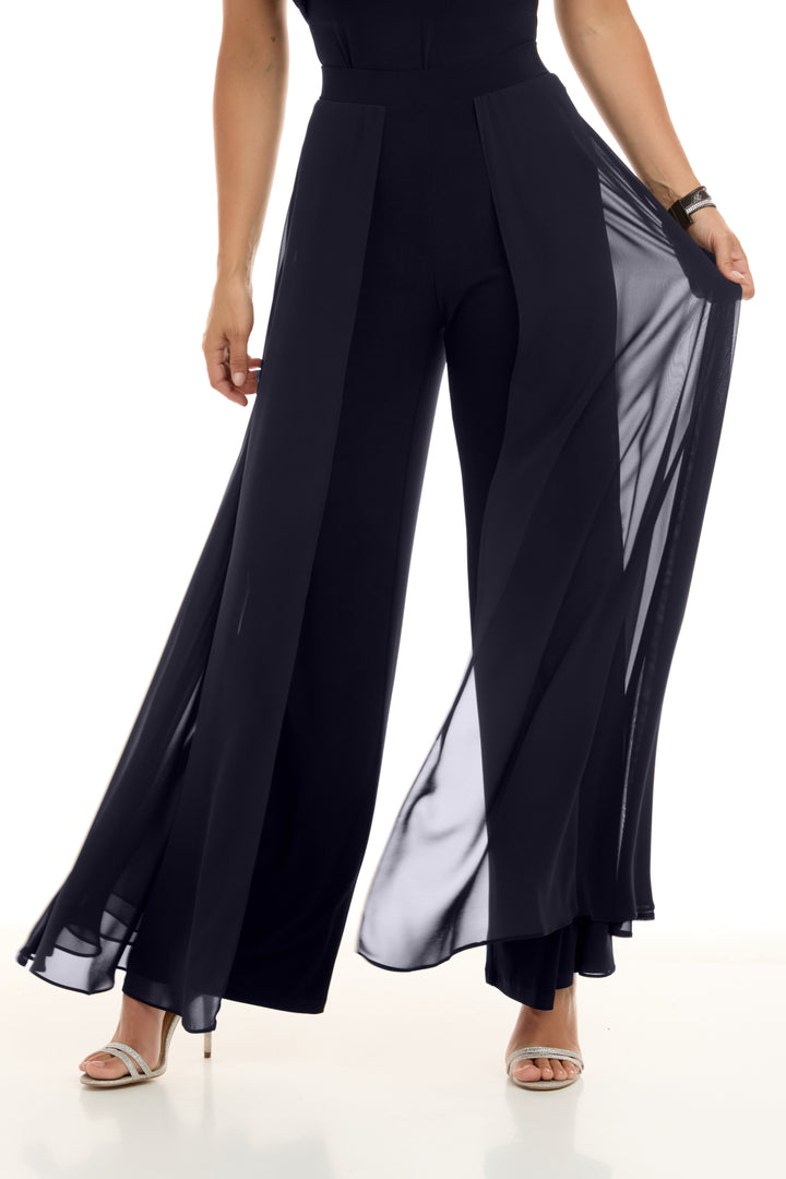 Sheer Overlay High-Waisted Wide Leg Pant Style 198256