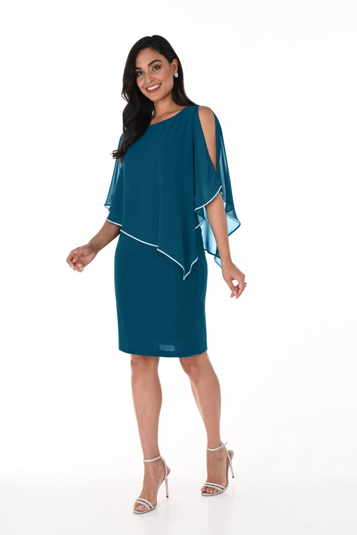 Chiffon Overlay Rhinestone Trim Dress Style 219203