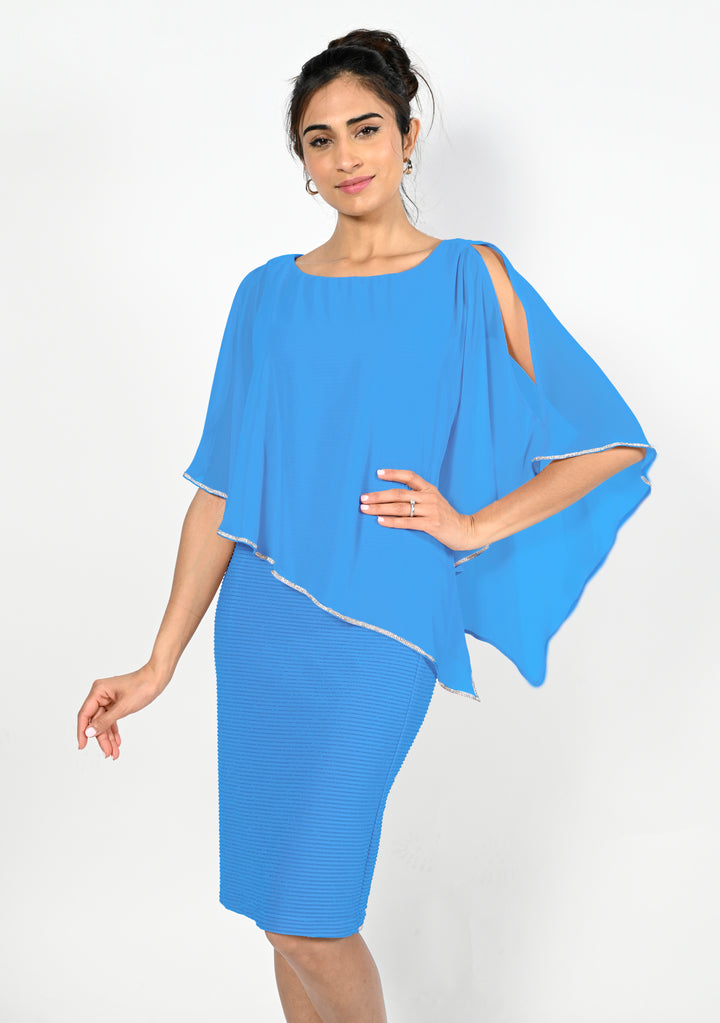 Rhinestone-Trim Layered Sheath Dress Style 219203Ext