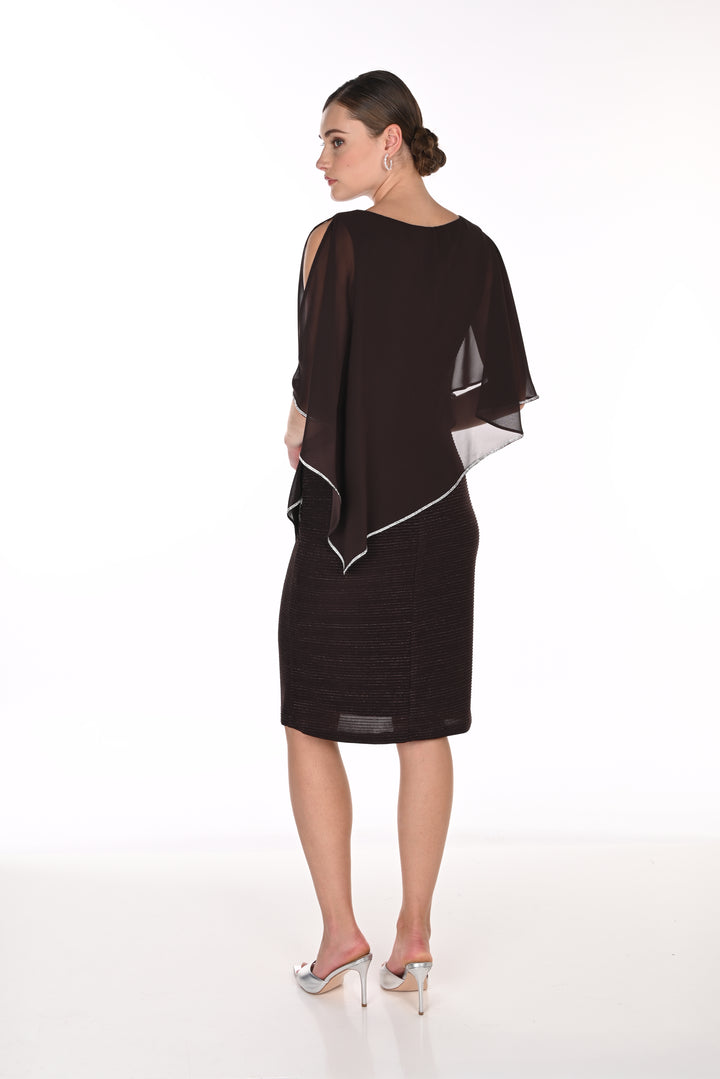 Chiffon Overlay Rhinestone Trim Dress Style 219203