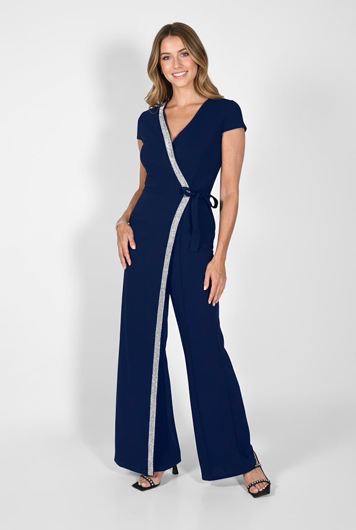 V-neck Overlay Jumpsuit Style 232154