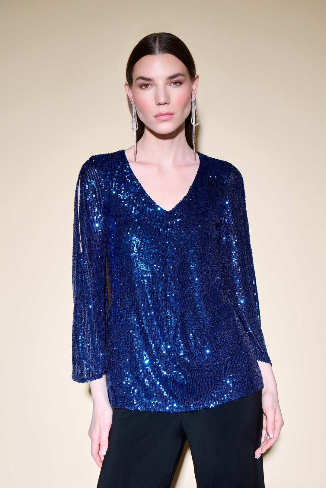 Joseph Ribkoff Sequin Cut Out Sleeve Top 234701