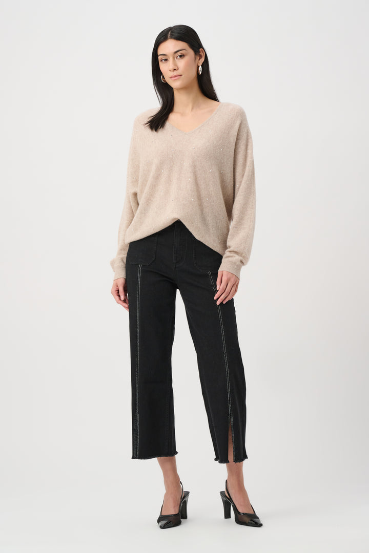 Culotte Jeans With Embellished Front Seam Style 241903F26