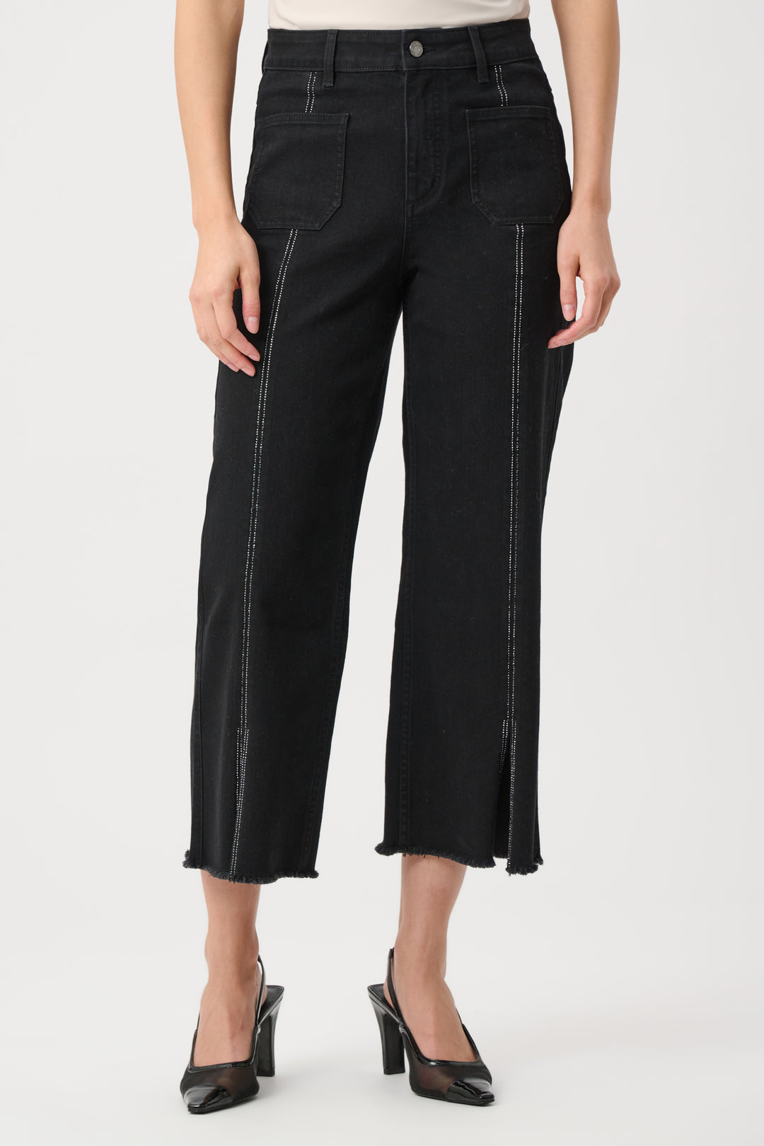 Culotte Jeans With Embellished Front Seam Style 241903F26