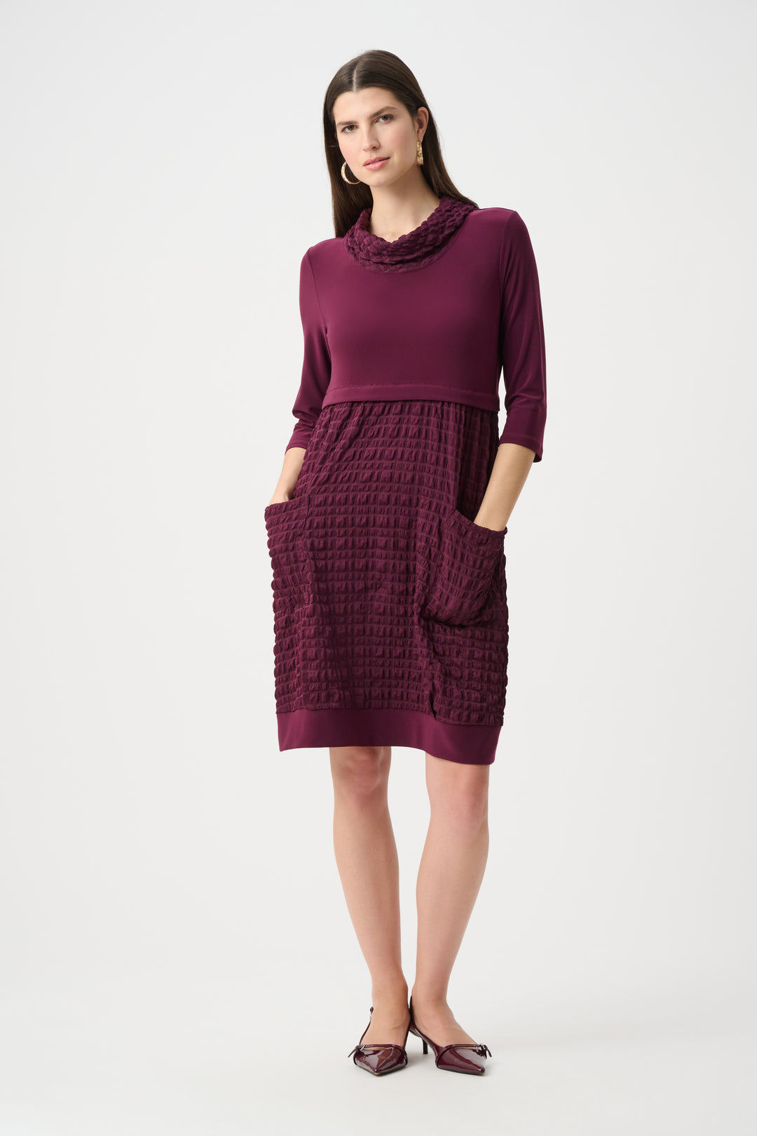 Jacquard And Silky Knit Cocoon Dress Style 243114F26