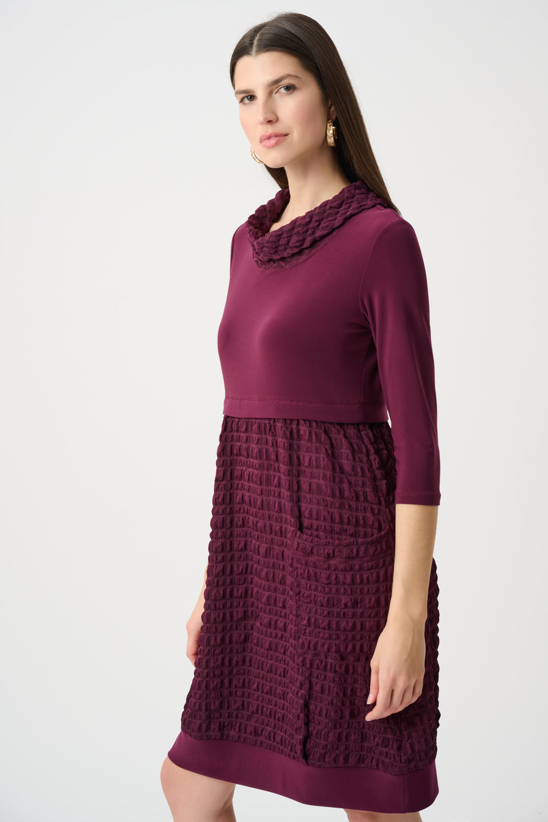 Jacquard And Silky Knit Cocoon Dress Style 243114F26