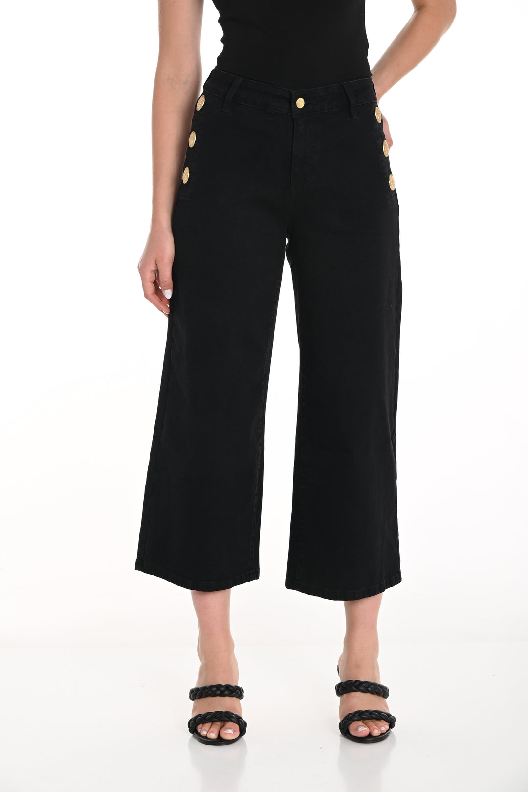 Gold Button Wide-Leg Jeans Style 246242U