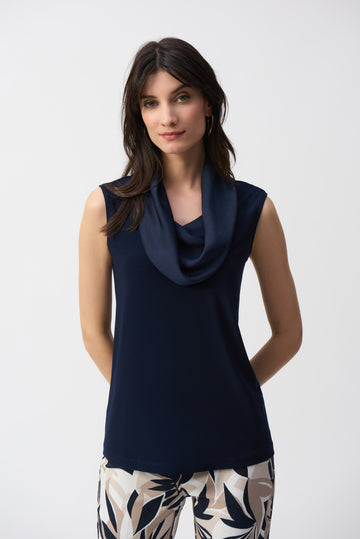 Joseph Ribkoff T Navy Draped Style Top 221363 2166 (A) main image 0