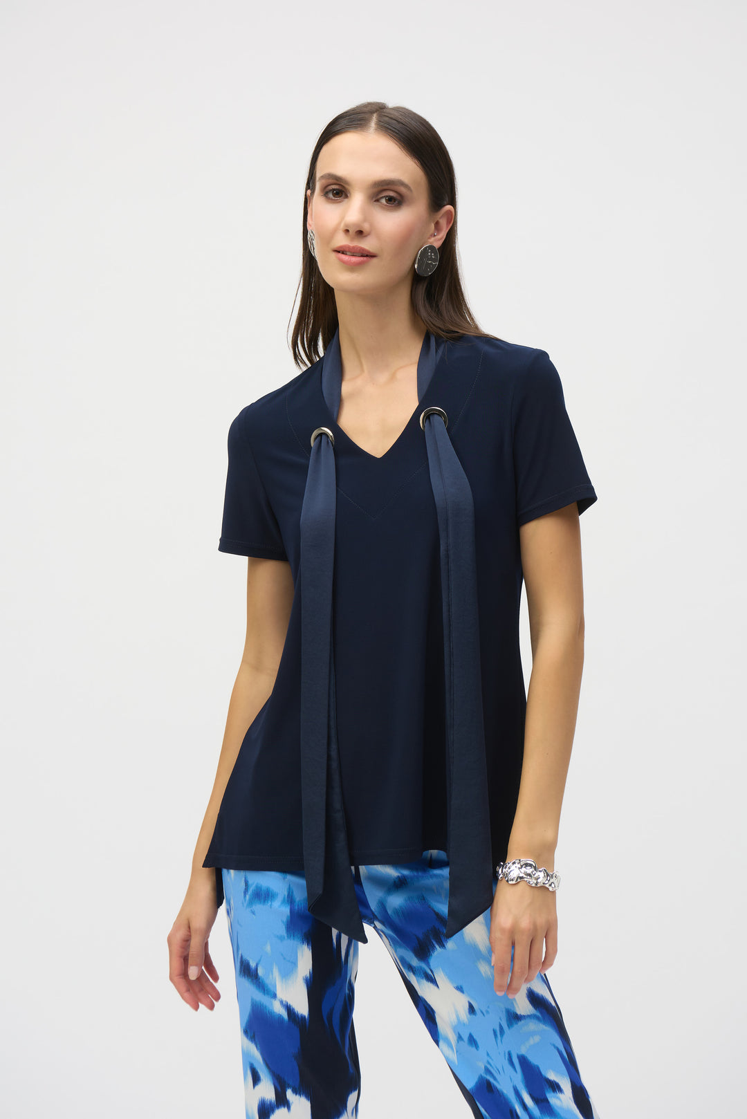 Joseph Ribkoff Top With Satin Scarf 252100