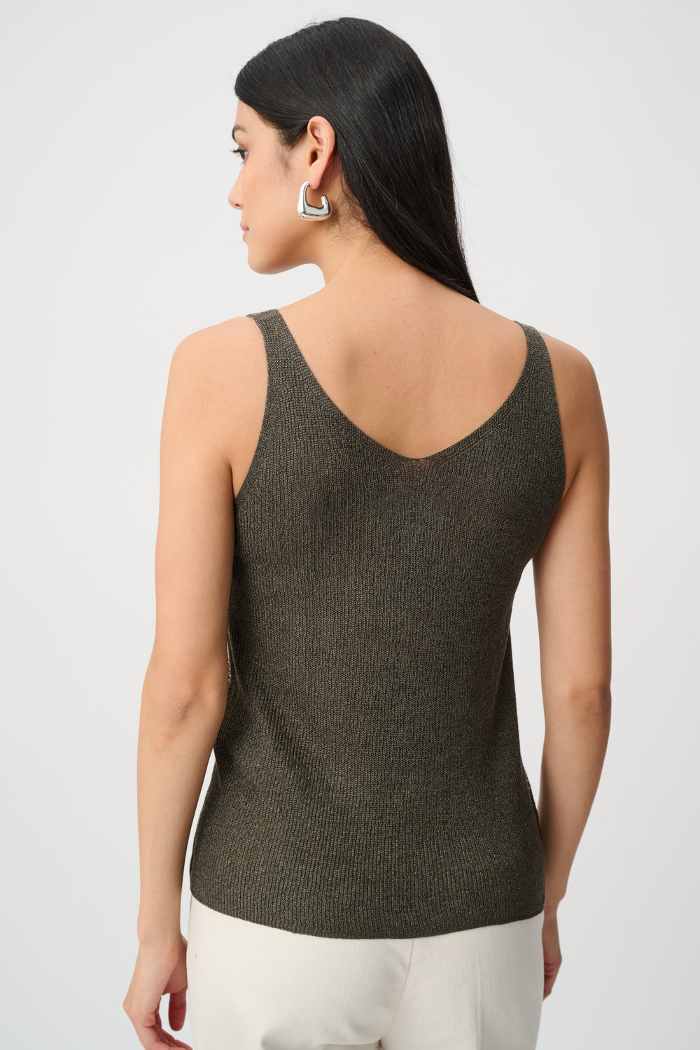 Joseph Ribkoff Metallic Knitted Camisole with Rhinestones Style – view 7