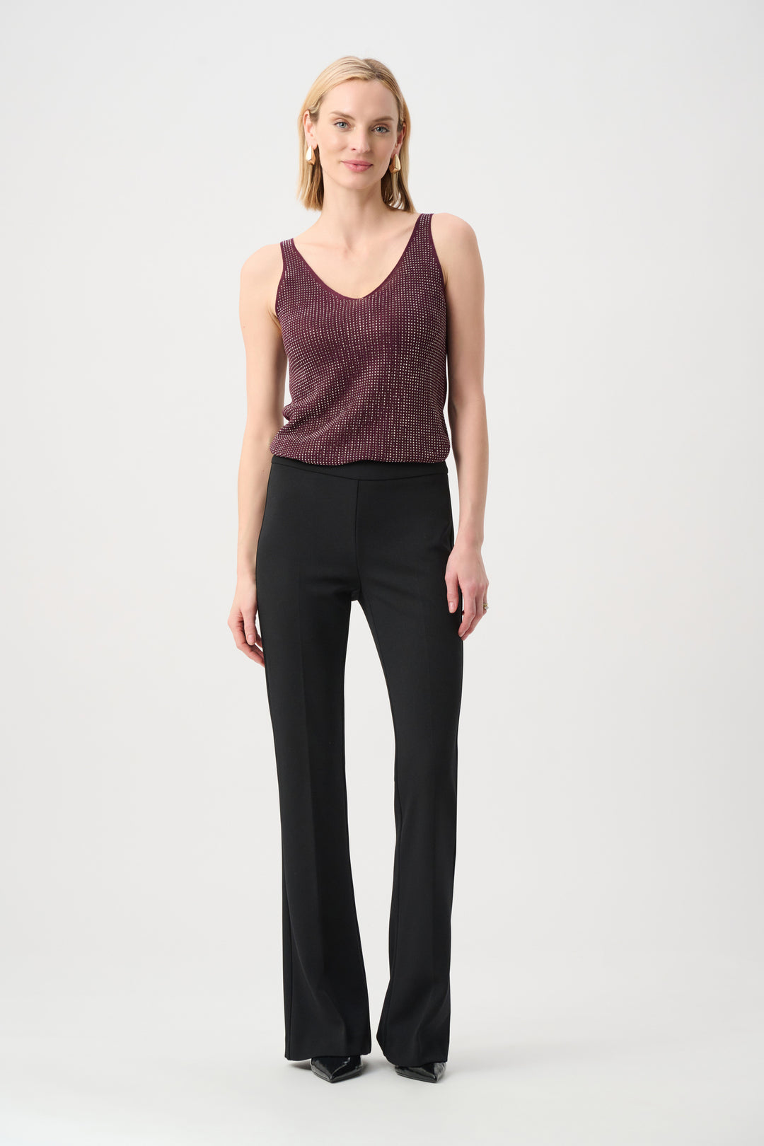 Metallic Knitted Camisole with Rhinestones Style 252915F26