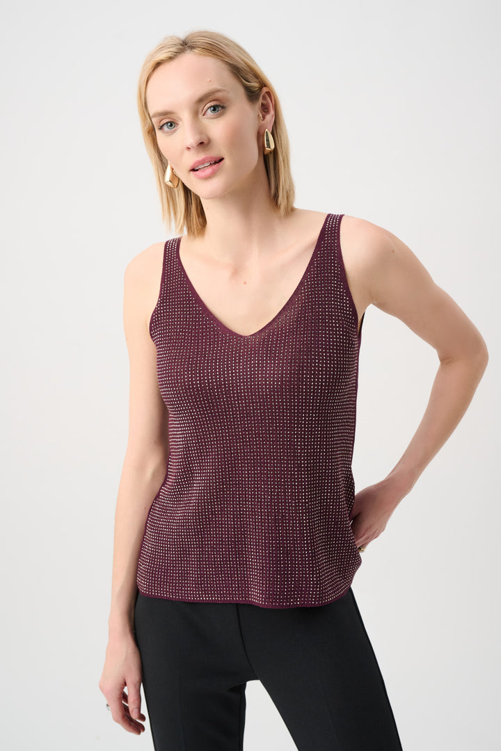 Metallic Knitted Camisole with Rhinestones Style 252915F26