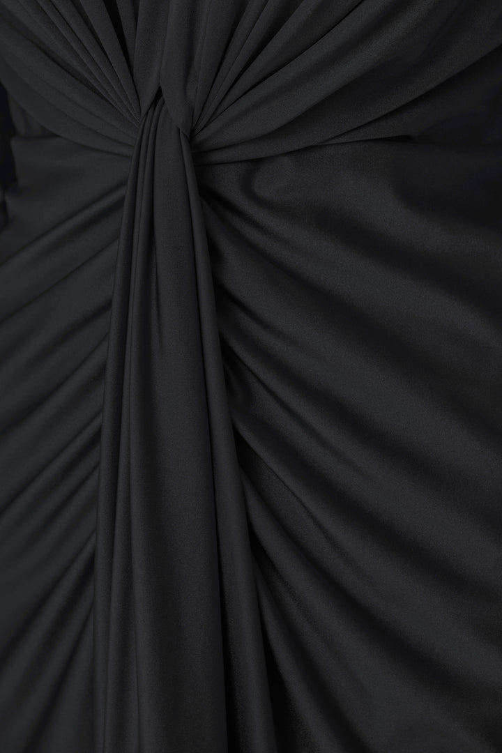 Satin Effect Knit Draped V-Neck Sheath Dress Style 253714F26