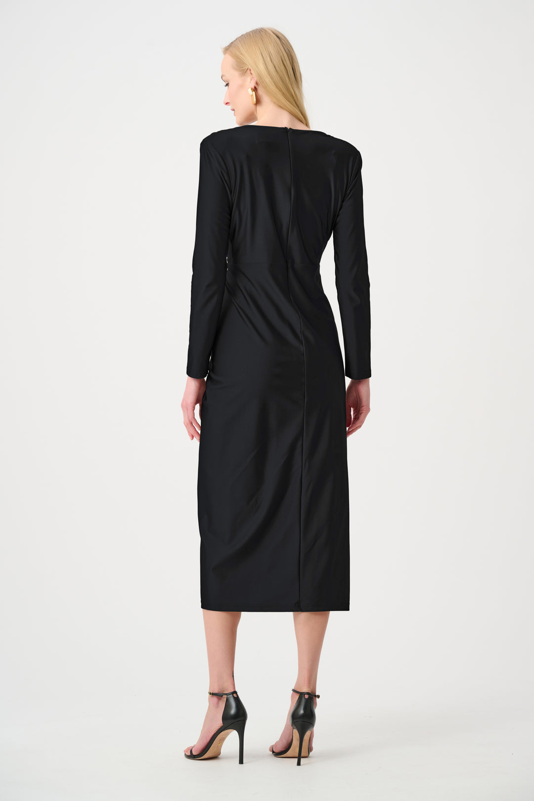 Satin Effect Knit Draped V-Neck Sheath Dress Style 253714F26