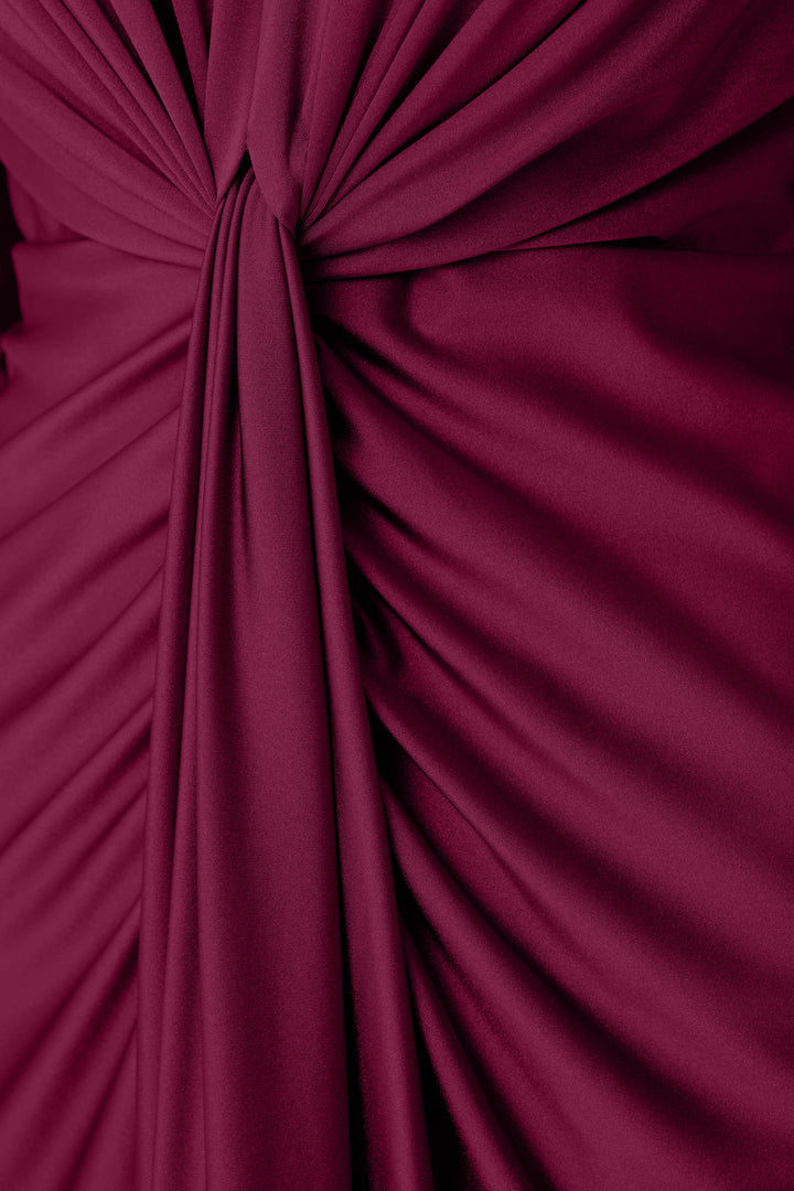 Satin Effect Knit Draped V-Neck Sheath Dress Style 253714F26