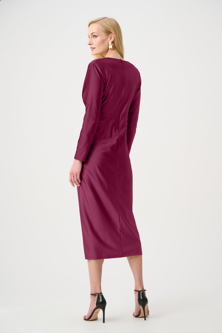 Satin Effect Knit Draped V-Neck Sheath Dress Style 253714F26