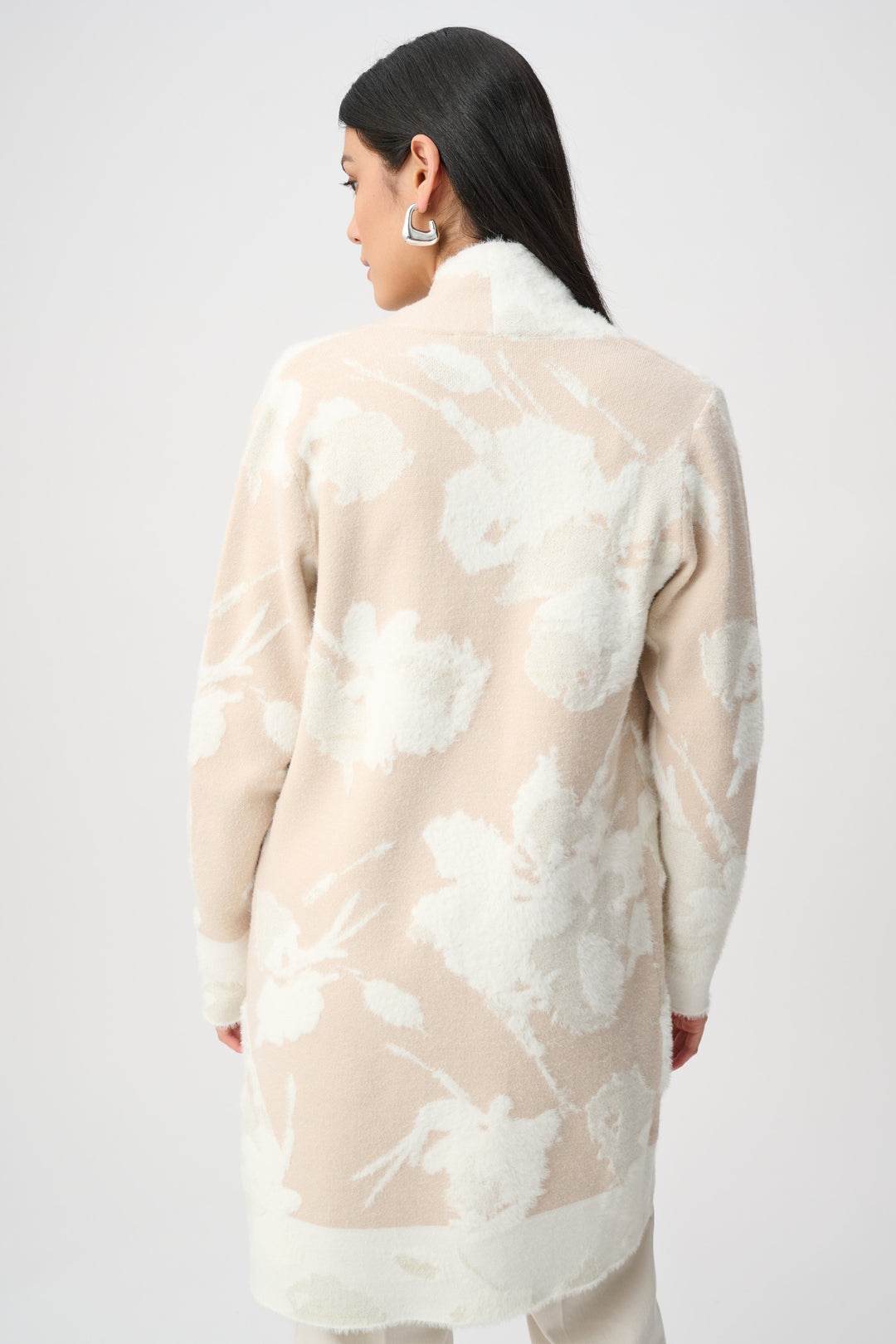 Abstract Jacquard Sweater Knit Long Cardigan Style 253956F26