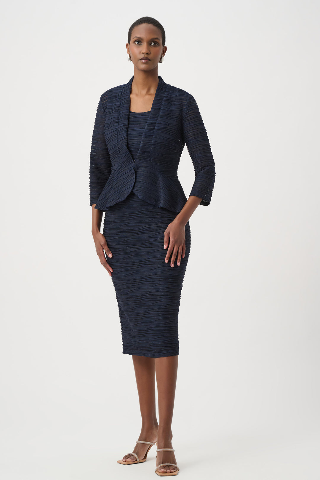 Lurex Cascade Knit Pull-On Pencil Skirt 254733S26