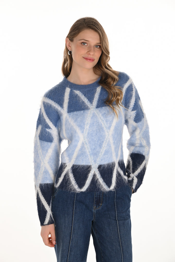 Geometric Crew Neck Sweater Style 254891
