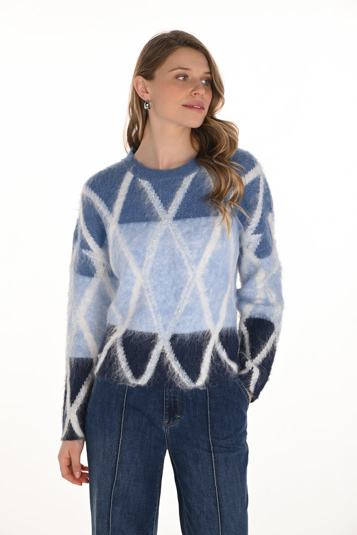 Geometric Crew Neck Sweater Style 254891