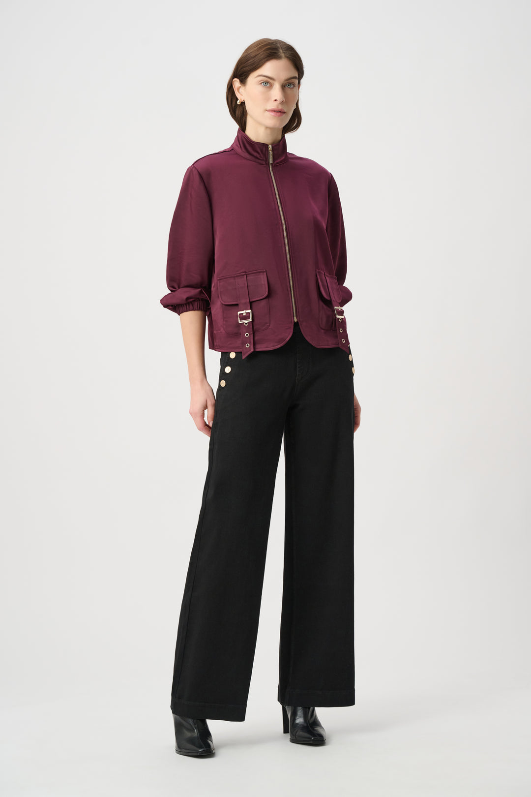 Classic Sailor Button Wide-Leg Jeans 254919W26