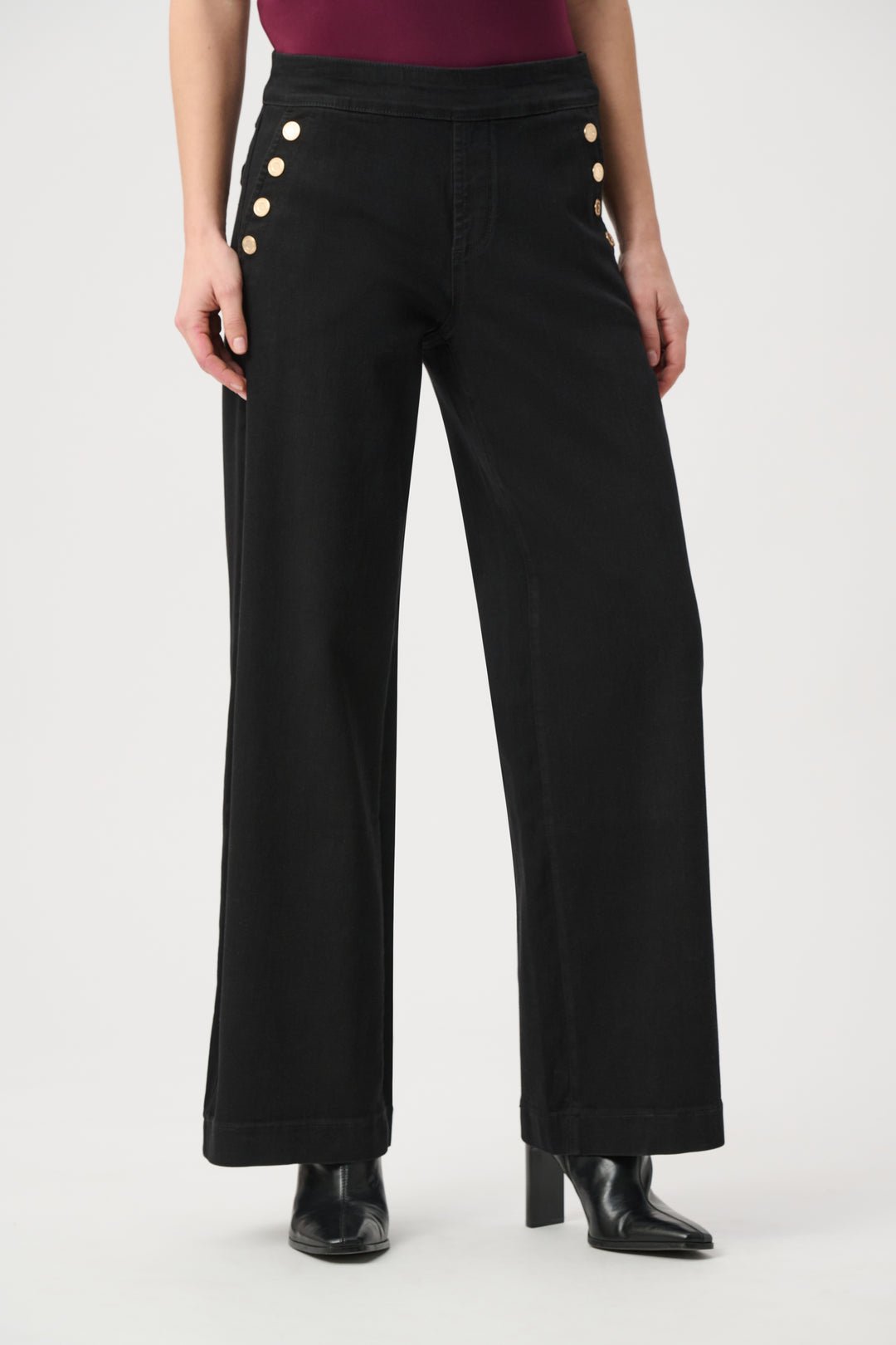 Classic Sailor Button Wide-Leg Jeans 254919W26