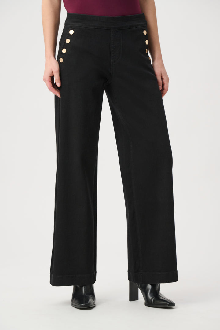 Classic Sailor Button Wide-Leg Jeans 254919W26