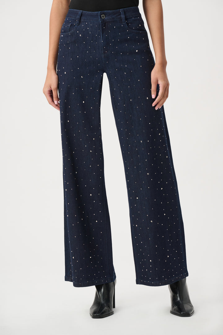 Classic Rhinestone Wide-Leg Jeans 254921W26