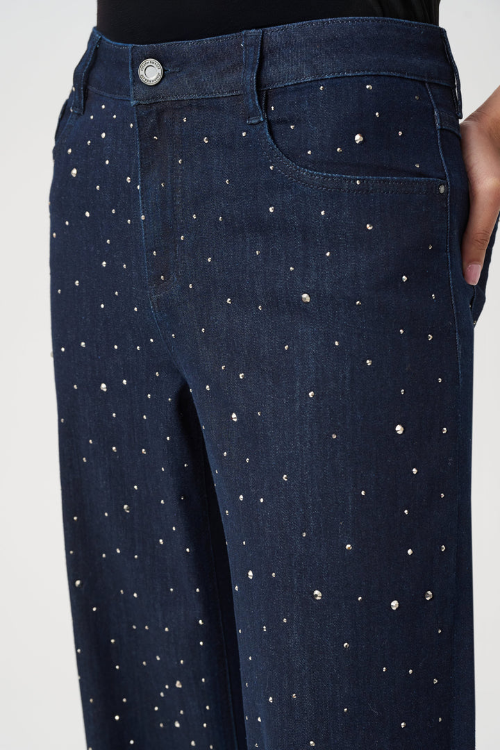 Classic Rhinestone Wide-Leg Jeans 254921W26