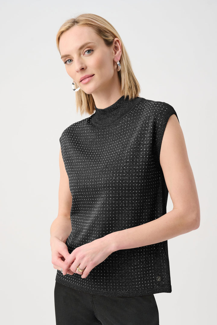 Sweater Knit Sleeveless Pullover with Iron-On Detail Style 254935F26