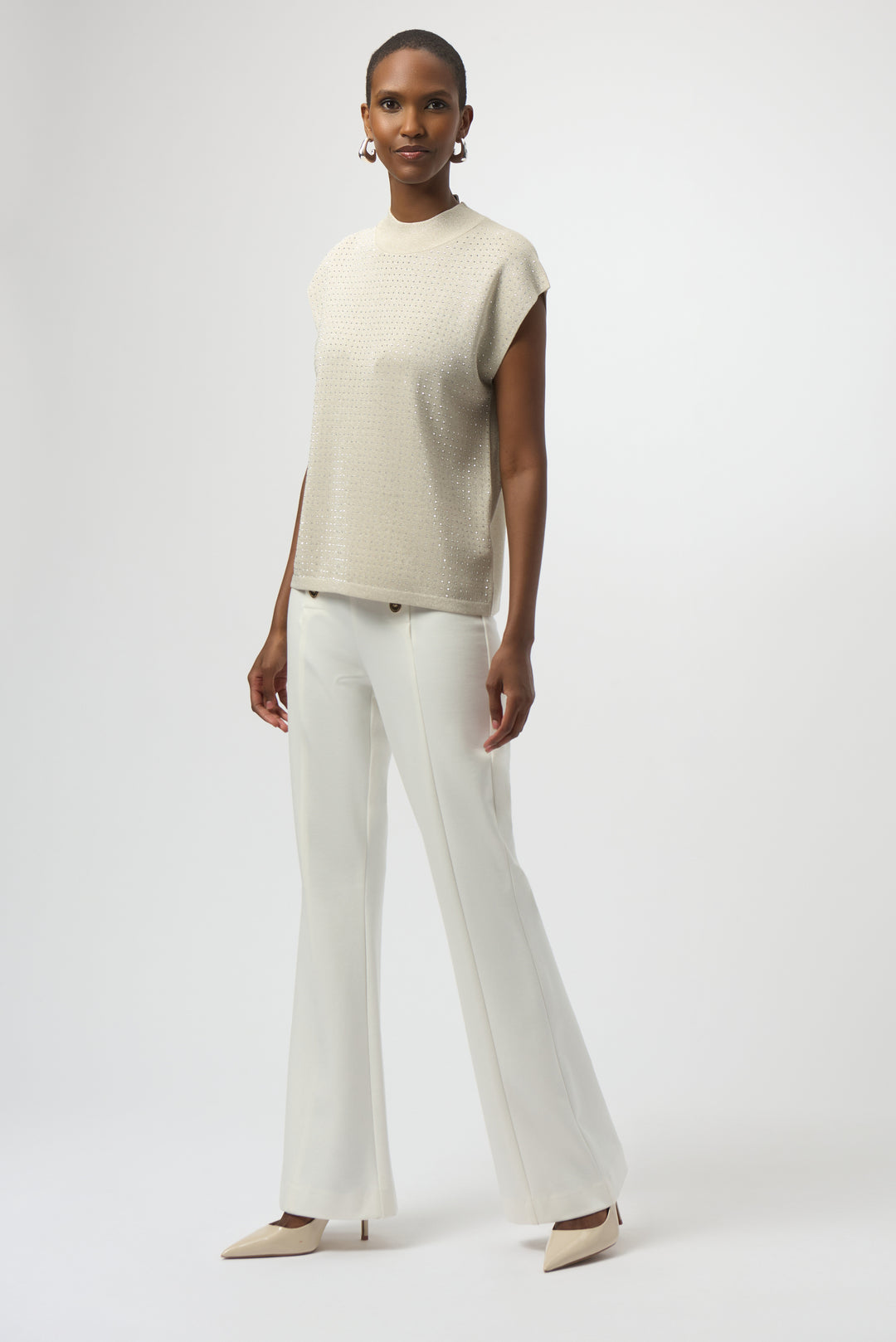 Sweater Knit Sleeveless Pullover with Iron-On Detail Style 254935F26