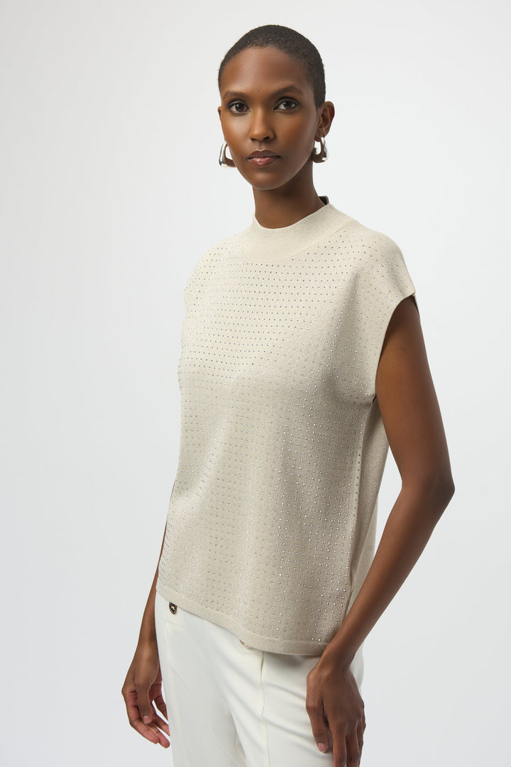 Sweater Knit Sleeveless Pullover with Iron-On Detail Style 254935F26