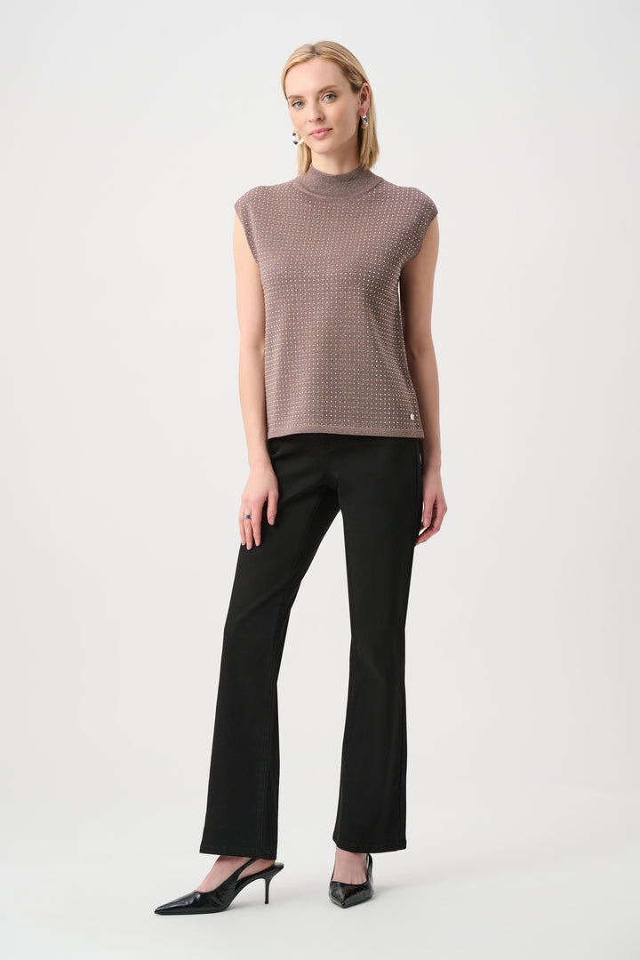 Sweater Knit Sleeveless Pullover with Iron-On Detail Style 254935F26
