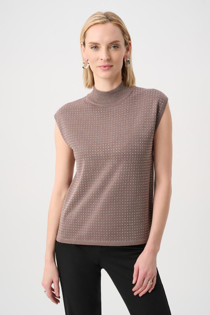 Sweater Knit Sleeveless Pullover with Iron-On Detail Style 254935F26