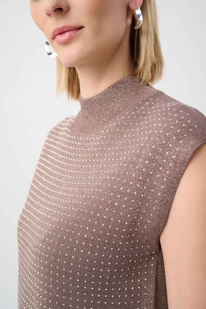 Sweater Knit Sleeveless Pullover with Iron-On Detail Style 254935F26