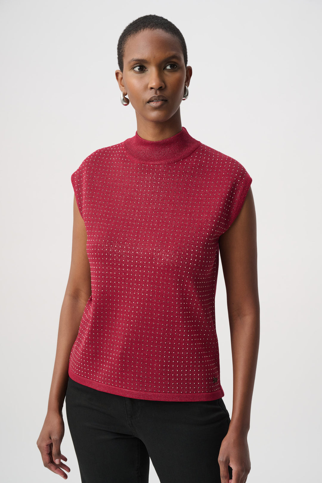 Embellished Sparkly Sleeveless Sweater 254935W26