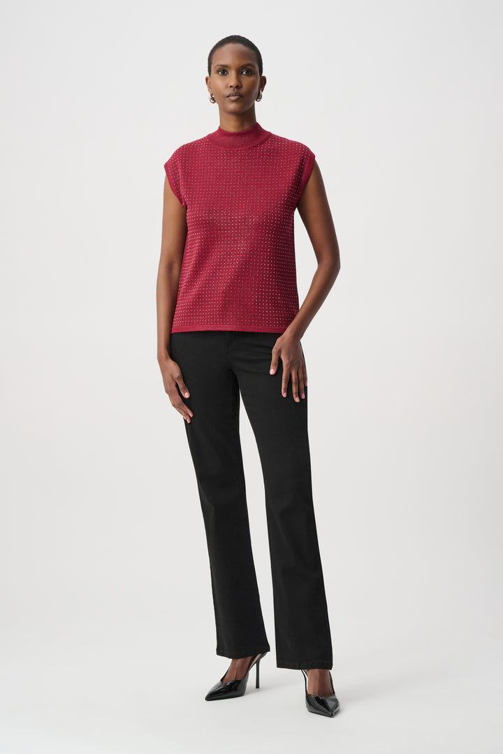 Embellished Sparkly Sleeveless Sweater 254935W26