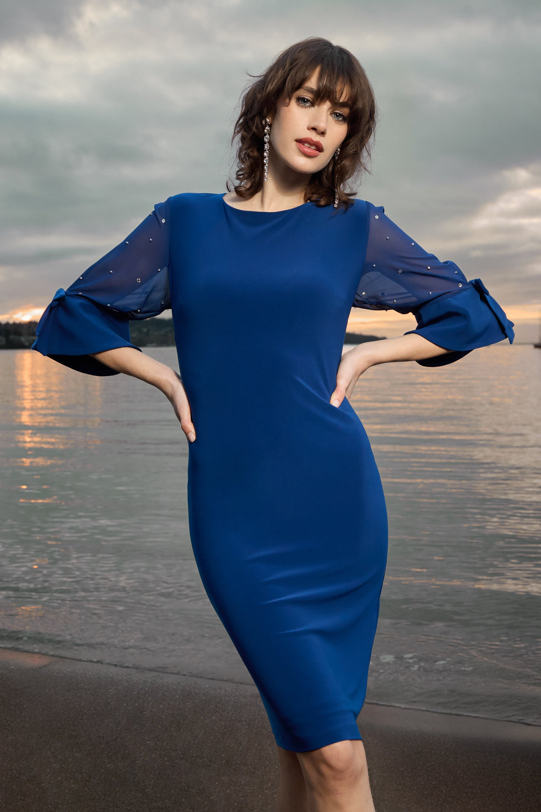 frank lyman dresses Sapphire Velvet Evening Dress (239236) Racerback armhole Frank Lyman Dress - 242108