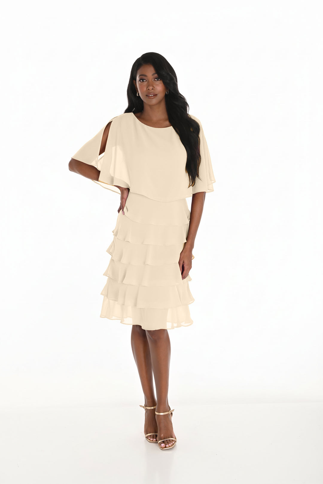 Ruffled Sleeveless Knee-length Dress Style 259029