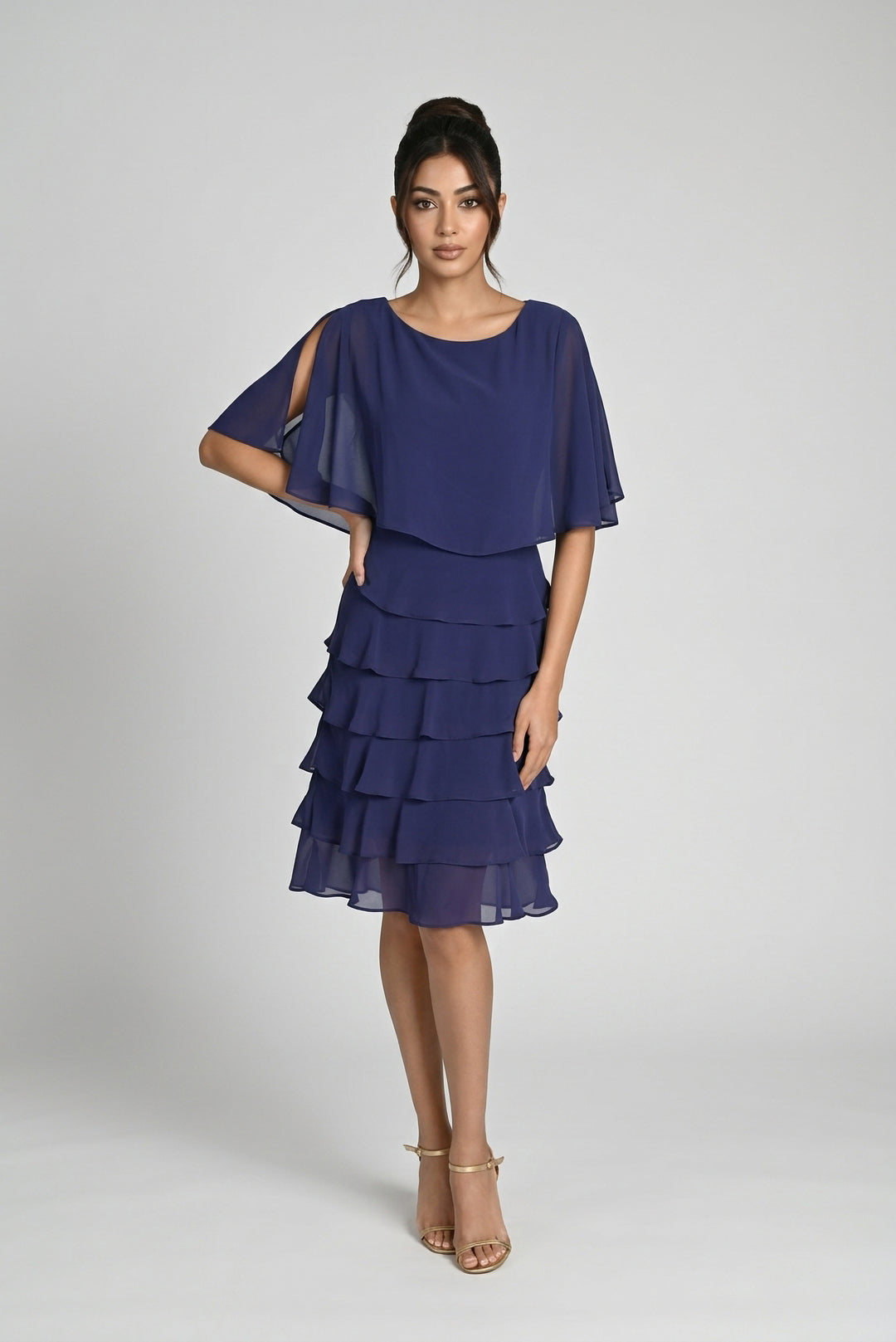 Ruffled Sleeveless Knee-length Dress Style 259029