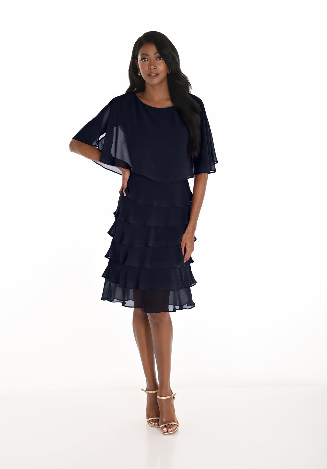 Ruffled Sleeveless Knee-length Dress Style 259029