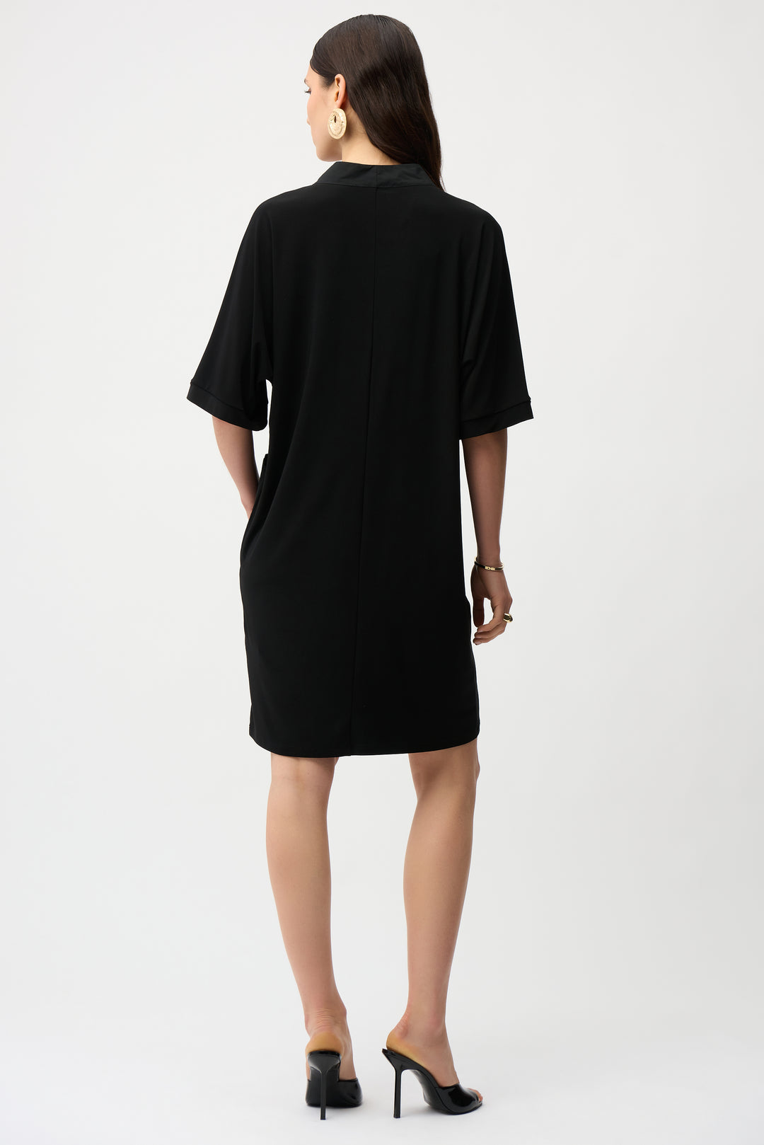 Silky Knit & Memory Straight Dress With V-neckline 261010