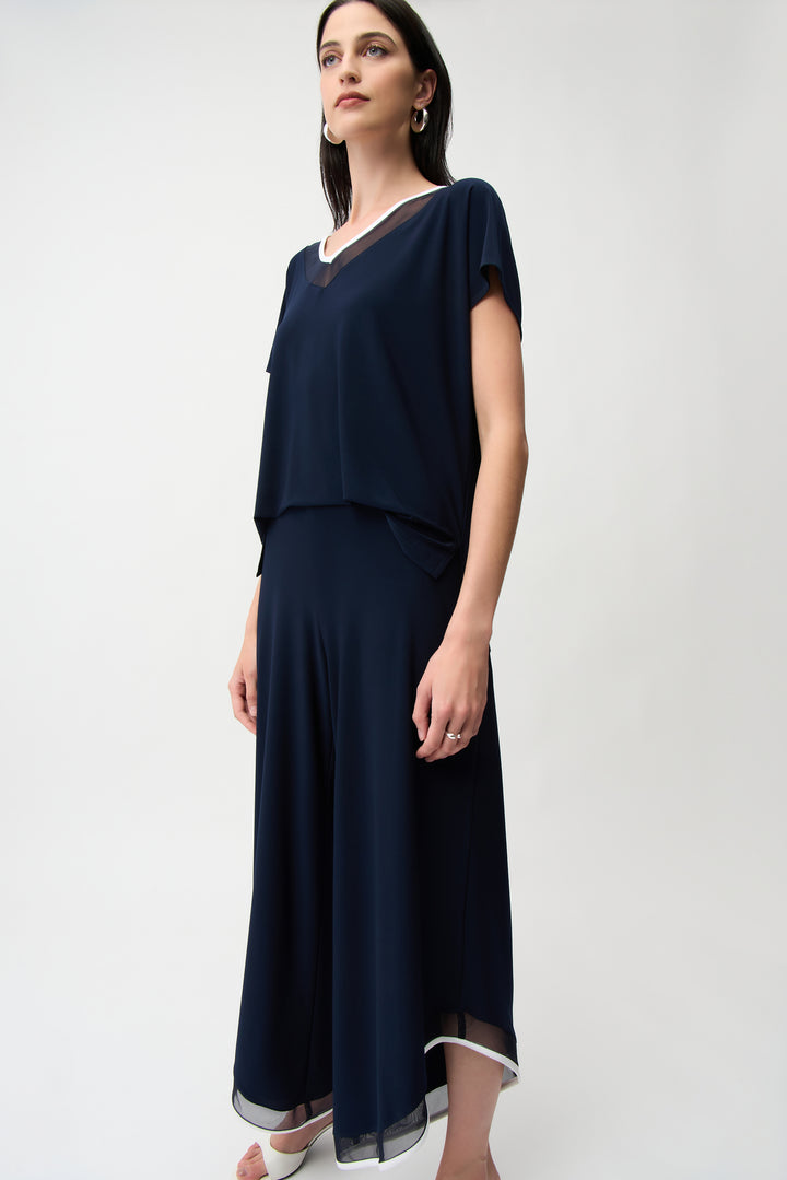 Silky Knit Color Block Wide Leg Culotte Jumpsuit 261012