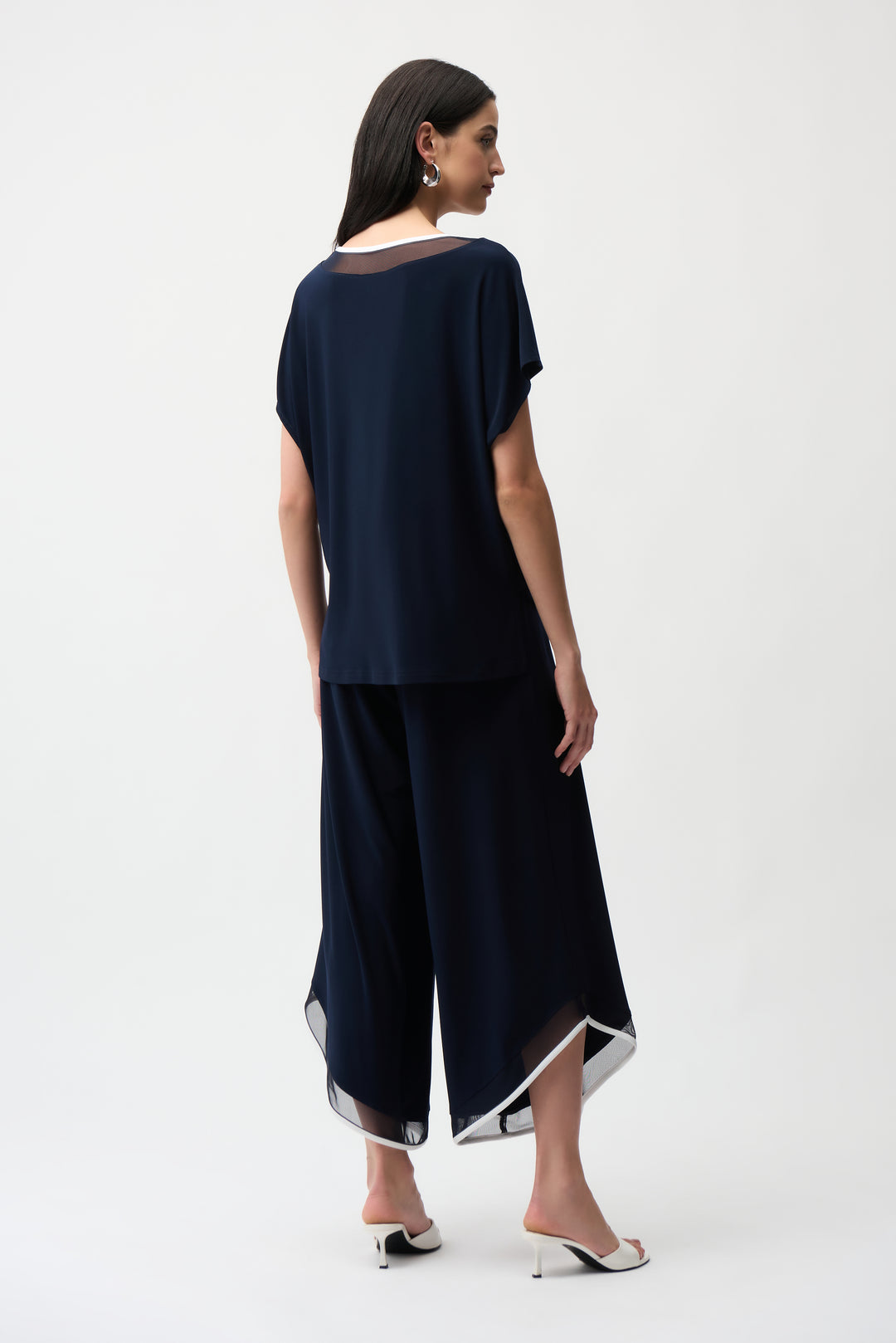 Silky Knit Color Block Wide Leg Culotte Jumpsuit 261012